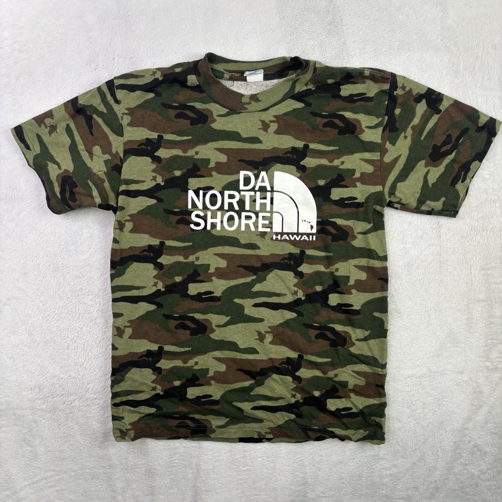 Y2K Pacific Da North Shore Hawaii Camouflage Short Sleeve Graphic Shirt Boys MED